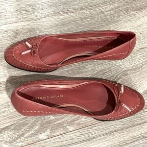 ANTONIO MELANI Women's Burgundy Leather low heels size 9 M